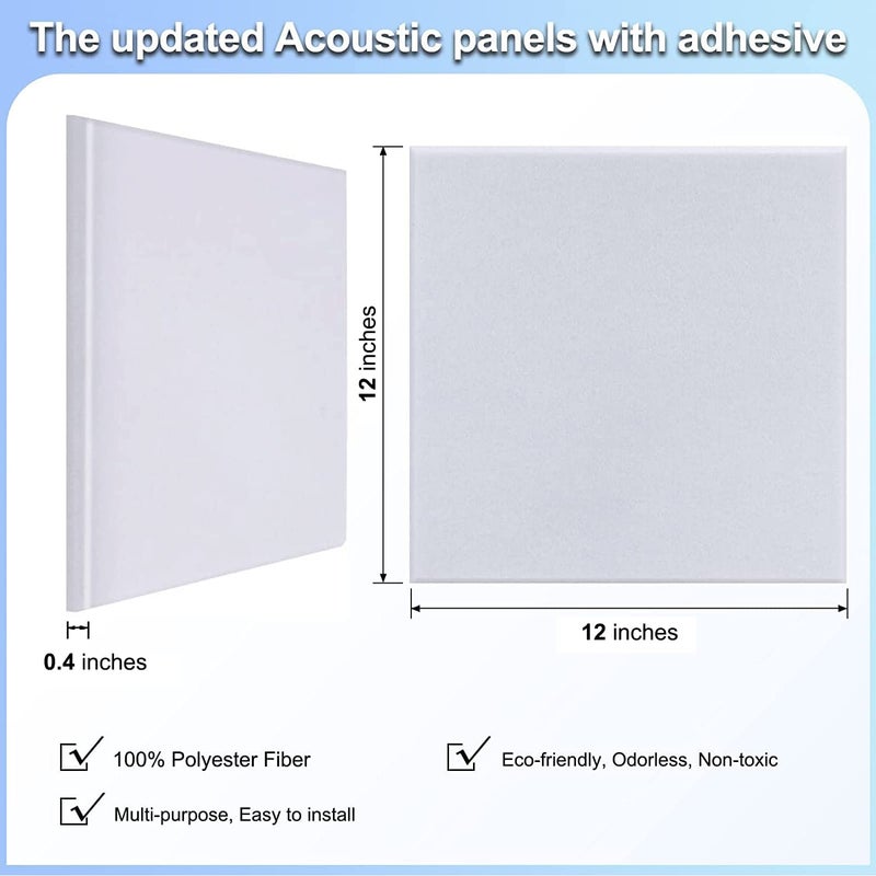 Dmsky 18 Pack Acoustic Panels-12"X12"X 0.4"Soundproof Wall Panels, White Sound Absorbing Panel,High-Density Sound Dampening Panels Acoustic Treatment for Home Studio - Image 4