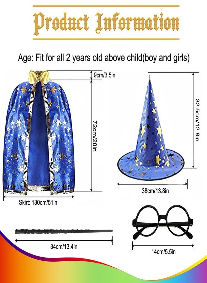 Anzmtosn Unisex Kids Party Costume Witch Wizard Cloak With Wand, Glasses, Cape Hat Child Halloween Carnival For Boys Girls Cosplay - Image 2