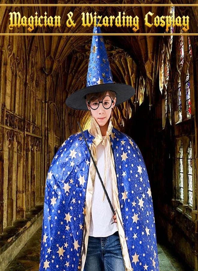 Anzmtosn Unisex Kids Party Costume Witch Wizard Cloak With Wand, Glasses, Cape Hat Child Halloween Carnival For Boys Girls Cosplay - Image 4