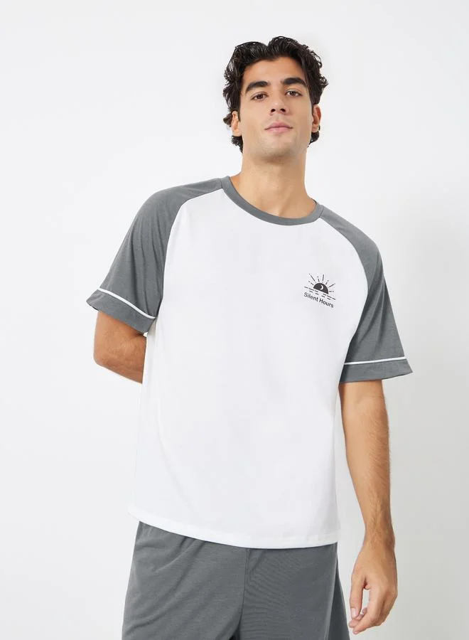 Styli Men Relaxed Fit Raglan Sleeve T-Shirt and Shorts Set