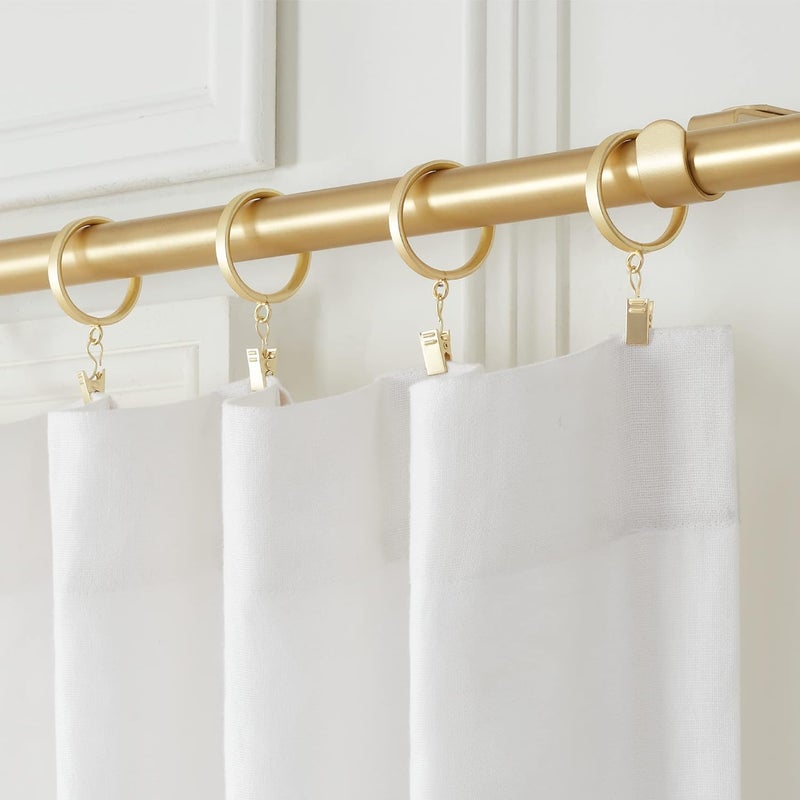 MODE Premium Collection Flat Steel Curtain Clip Rings, Set of 14 Curtain Rings with Clips, Rings with Clips for Curtains, Fits Premium and Acrylic Curtain Rods, 1 5/8”, Brushed Gold - Image 3