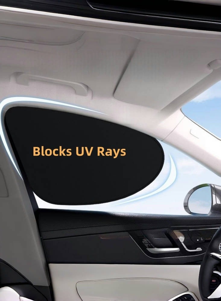 حِرَاس واقي شمسي لنافذة السيارة الجانبية (4 قطع)، ستائر شمسية للخصوصية، يحجب الأشعة فوق البنفسجية لطفلك، مُظلات نوافذ السيارة للنوم والتخييم - أسود - Image 2