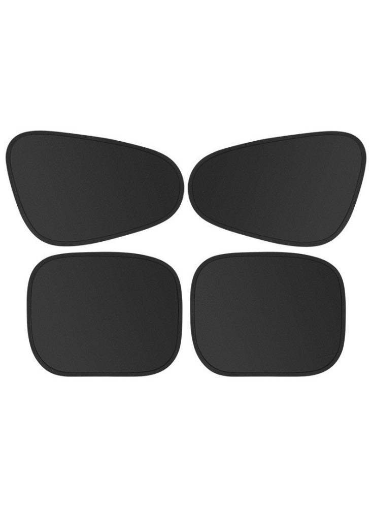 حِرَاس واقي شمسي لنافذة السيارة الجانبية (4 قطع)، ستائر شمسية للخصوصية، يحجب الأشعة فوق البنفسجية لطفلك، مُظلات نوافذ السيارة للنوم والتخييم - أسود - Image 4