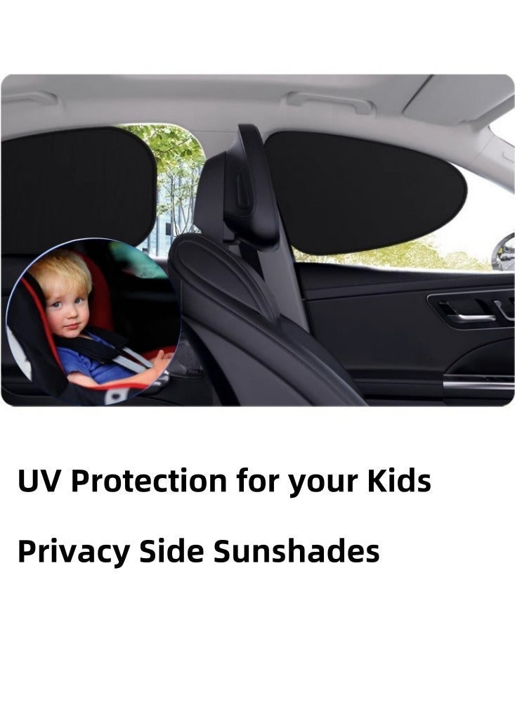 Hiras Car Side Window Sun Shade (4 Pack), Window Sunshades Privacy Curtains, Blocks UV Rays for Your Child, Car Window Blinds for Sleeping Camping-Black - Image 4