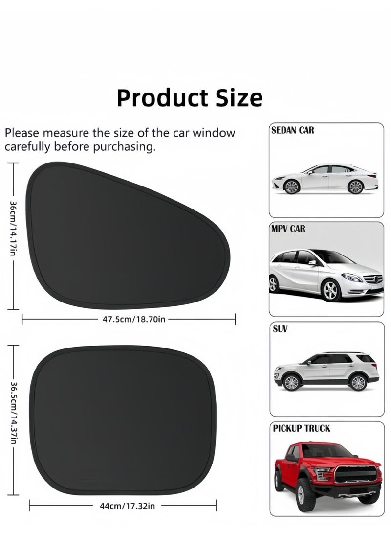 Hiras Car Side Window Sun Shade (4 Pack), Window Sunshades Privacy Curtains, Blocks UV Rays for Your Child, Car Window Blinds for Sleeping Camping-Black - Image 5