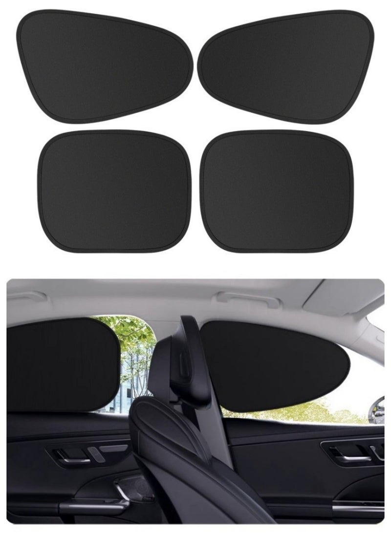 Hiras Car Side Window Sun Shade (4 Pack), Window Sunshades Privacy Curtains, Blocks UV Rays for Your Child, Car Window Blinds for Sleeping Camping-Black - Image 2
