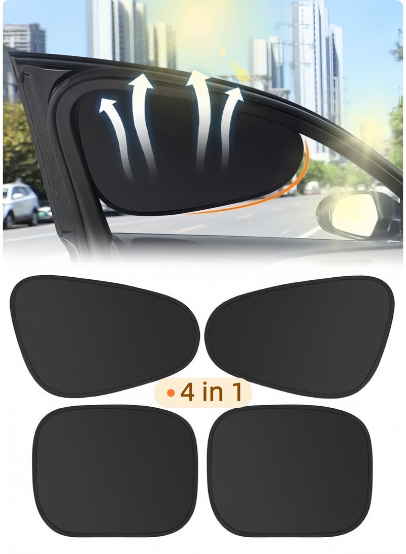 Hiras Car Side Window Sun Shade (4 Pack), Window Sunshades Privacy Curtains, Blocks UV Rays for Your Child, Car Window Blinds for Sleeping Camping-Black - Image 1