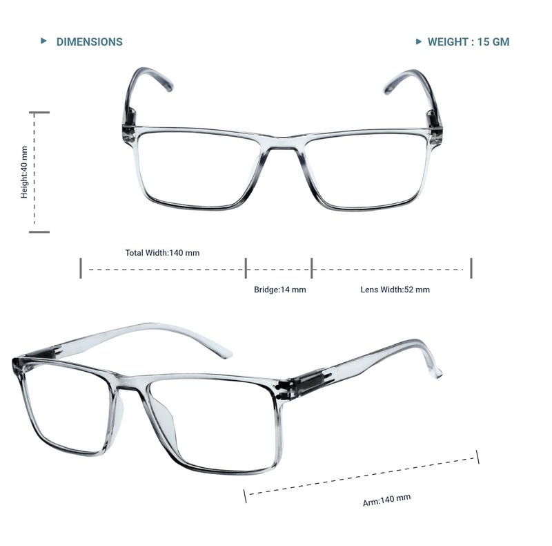 Lens+ Lensplus Square TR Full Rim Eyeglasses with Blue Cut Lightweight Unisex Eyewear for Men & Women | Stylish Computer & Daily Use Frame - Image 3