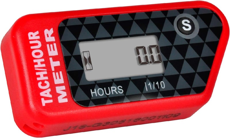 Jayron Digital LCD Tachometer Inductive Tach Hour Meter Display Max RPM Waterproof for Most Gas Engine Marine ATV Generator Lawn Tractor Motorcycle (red) - Image 1