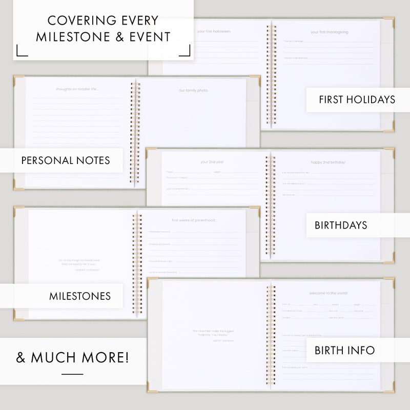 ZICOTO Keepsake Baby Memory Book for Boys and Girls - Timeless First 5 Year Baby Book With Photoslots - Cute Journal Scrapbook or Photo Album - Record a Milestone for Every Event from Birth to Age 5 - Image 3