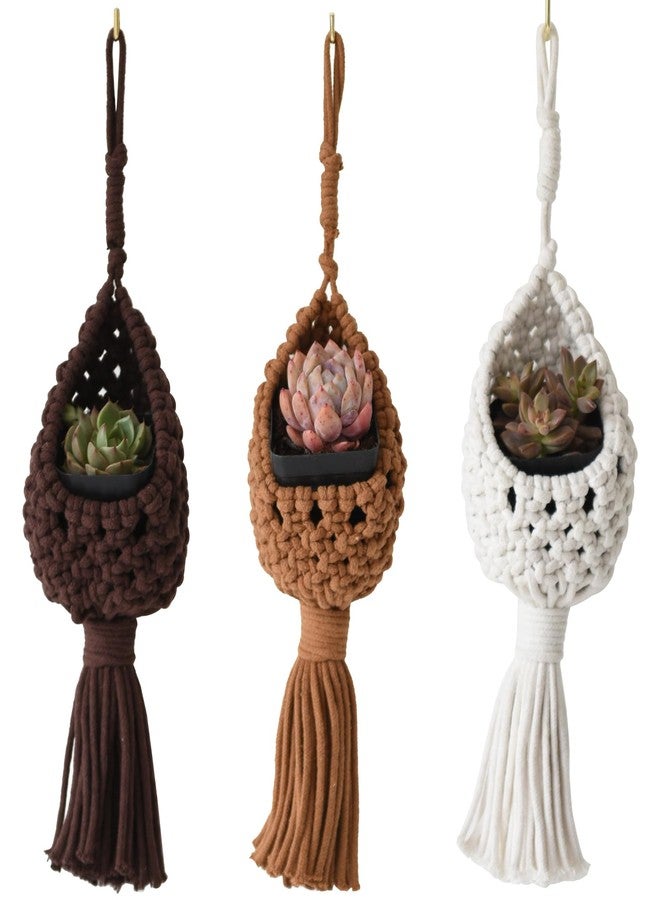 Jakalin Macrame Basket Decor Set of 3 Boho Basket Decor for Home Macrame Wall Hanging Storage Baskets for Living Room, Bedroom, Entryway Handmade Boho Art, Rustic Home Decor - Image 1