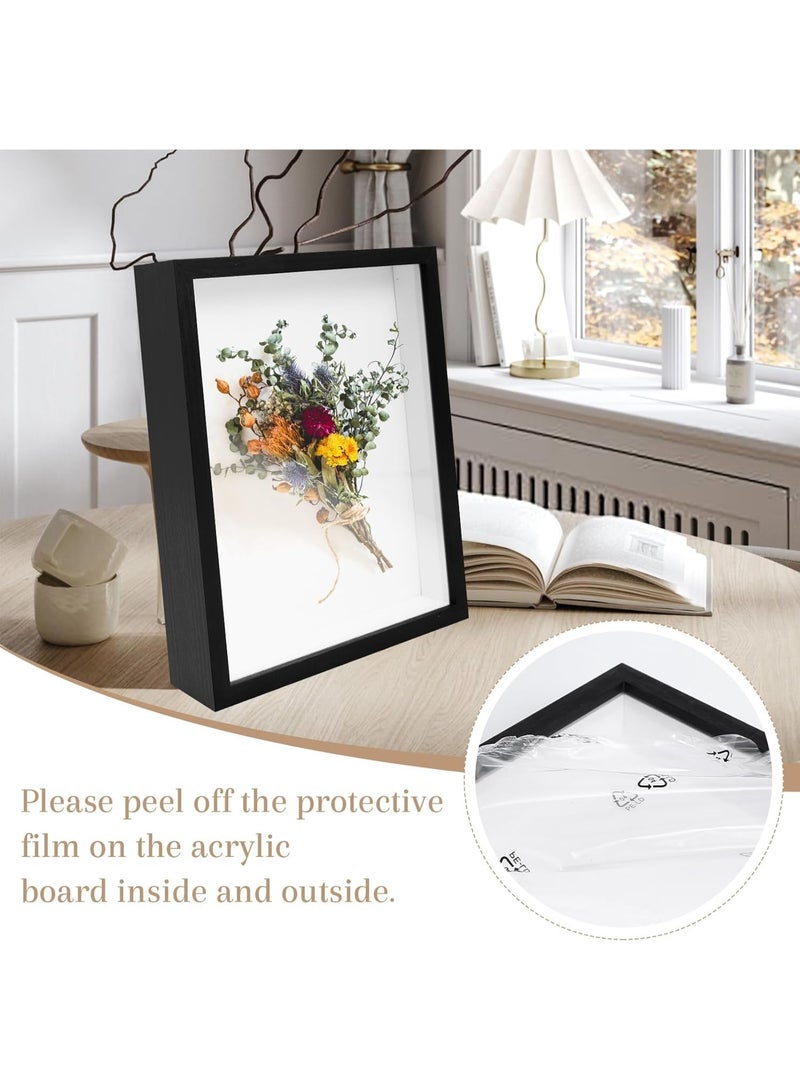 YelaJoy 2 Pack Shadow Box Frame, 8.5"x 11" Wood Deep Shadow Boxes Display Cases, Dried Flowers, Photos, Handicrafts Picture Frames for Wall Hanging Tabletop (Black) - Image 3