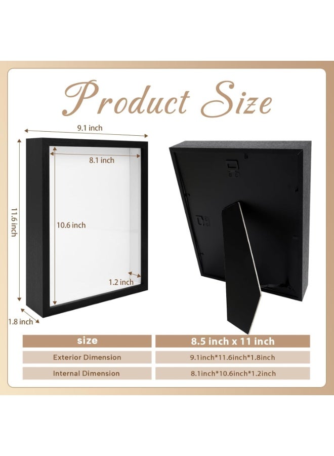 YelaJoy 2 Pack Shadow Box Frame, 8.5"x 11" Wood Deep Shadow Boxes Display Cases, Dried Flowers, Photos, Handicrafts Picture Frames for Wall Hanging Tabletop (Black) - Image 2