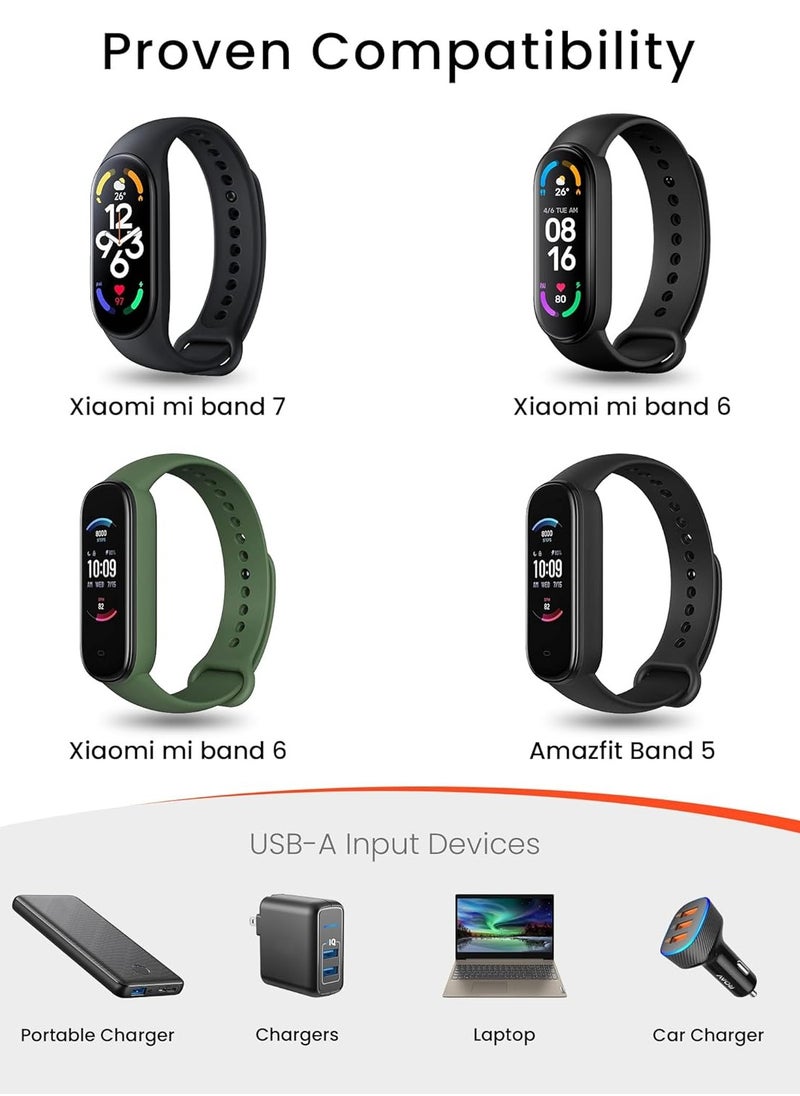 HablTech 1M USB Cable Compatible with Xiaomi Mi Band 5/6/7,Smartwatch Replacement USB Charger Adapter Charge Cord Charging Dock for Mi Band 5/6/7  - Image 2