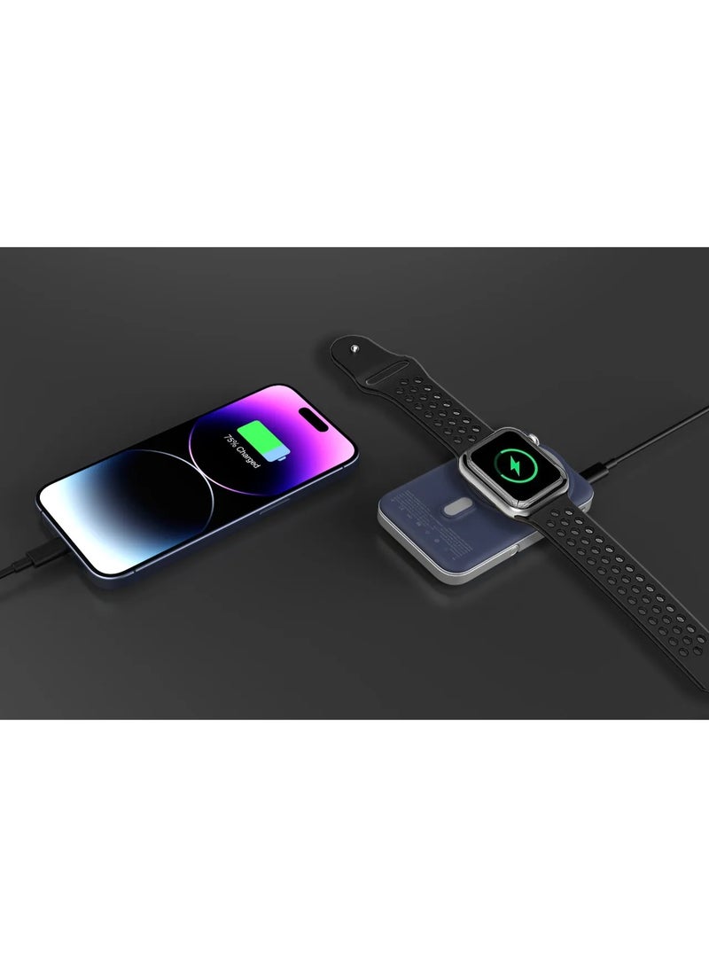 جرين ليون شاحن متنقل فولت جيوجي بسعة 10000 مللي أمبير، يدعم الشحن السريع PD بقوة 22.5 واط، متوافق مع MagSafe، شاحن متنقل محمول بتقنية الشحن السريع PD، معتمد للاستخدام في رحلات الطيران، مزود بحامل مدمج، يدعم الشحن بقوة 15 واط بتقنية MagSafe، متوافق مع سلسلة iPhone 14 و15 و16 و17 وساعة Apple iWatch اللاسلكية - أزرق - Image 2