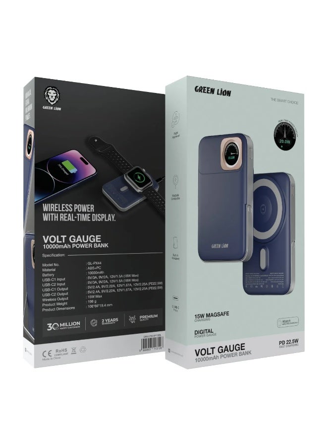 جرين ليون شاحن متنقل فولت جيوجي بسعة 10000 مللي أمبير، يدعم الشحن السريع PD بقوة 22.5 واط، متوافق مع MagSafe، شاحن متنقل محمول بتقنية الشحن السريع PD، معتمد للاستخدام في رحلات الطيران، مزود بحامل مدمج، يدعم الشحن بقوة 15 واط بتقنية MagSafe، متوافق مع سلسلة iPhone 14 و15 و16 و17 وساعة Apple iWatch اللاسلكية - أزرق - Image 4