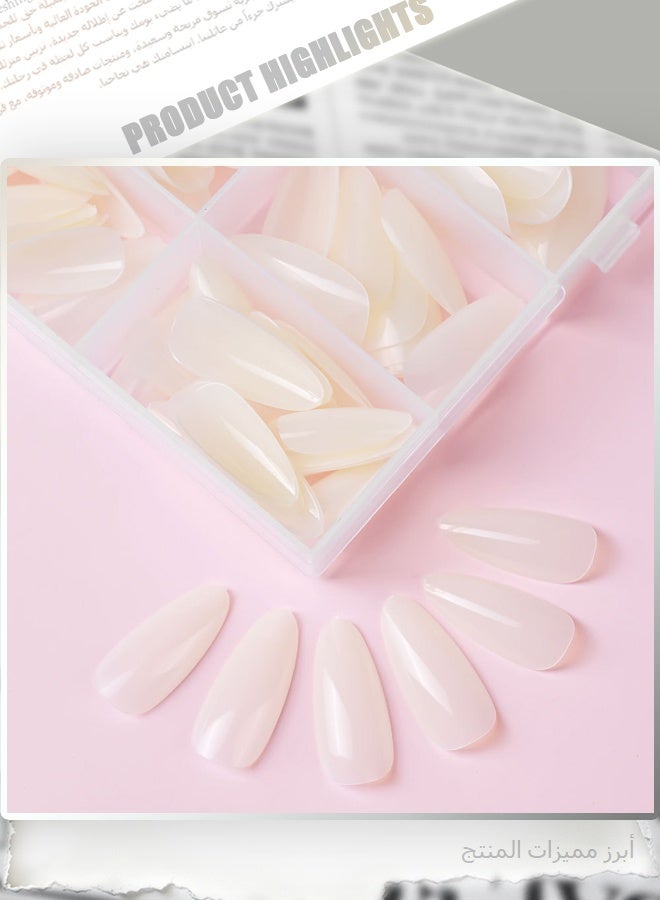Zen Red & Milky White Almond Press On Nails Set, 240pcs in 10 Sizes, Glossy Full Cover Fake Nails with Storage Box, Salon-Quality DIY Manicure Kit for Women - Image 5