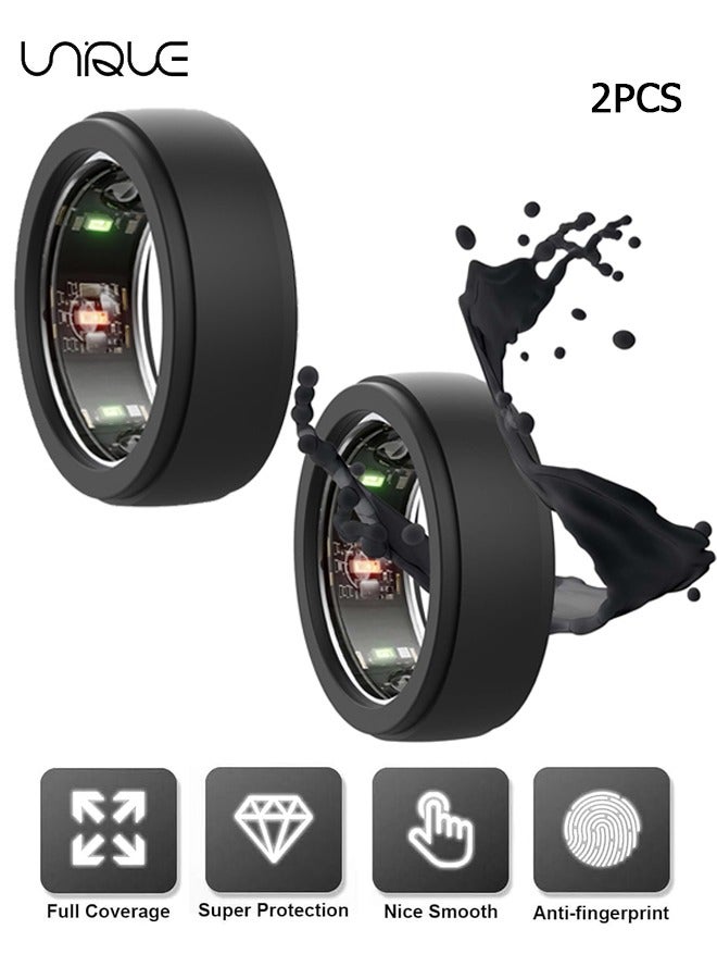 Unique 2Pcs Suitable for Oura Ring Gen 3 Silicone Ring Cases - Silicone Ring Protector for Working Out Accessories - Smart Ring Protector - Compatible with Oura, Samsung, Ultrahuman, RingConn Rings & More,Men's and Women's Ring Accessories - Anti-Scratch, Flexible & Durable - Black(S/M)