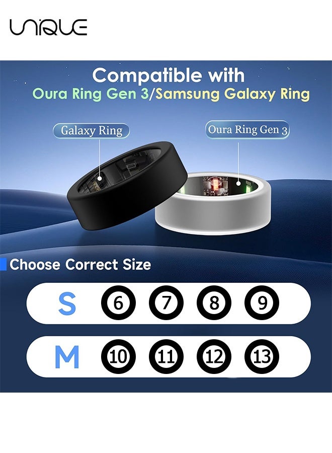 Unique 2Pcs Suitable for Oura Ring Gen 3 Silicone Ring Cases - Silicone Ring Protector for Working Out Accessories - Smart Ring Protector - Compatible with Oura, Samsung, Ultrahuman, RingConn Rings & More,Men's and Women's Ring Accessories - Anti-Scratch, Flexible & Durable - Black(S/M) - Image 2