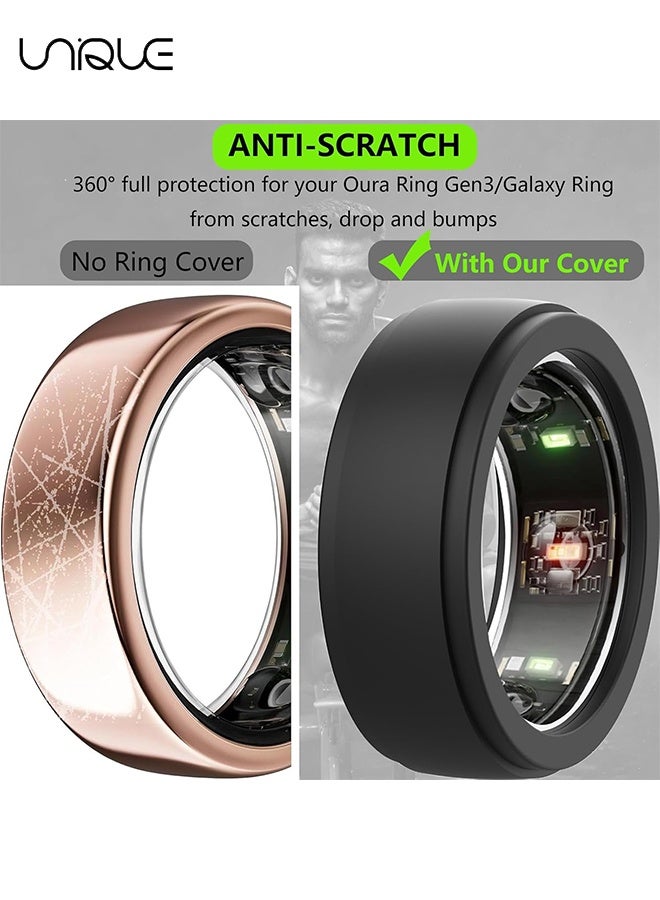 Unique 2Pcs Suitable for Oura Ring Gen 3 Silicone Ring Cases - Silicone Ring Protector for Working Out Accessories - Smart Ring Protector - Compatible with Oura, Samsung, Ultrahuman, RingConn Rings & More,Men's and Women's Ring Accessories - Anti-Scratch, Flexible & Durable - Black(S/M) - Image 3