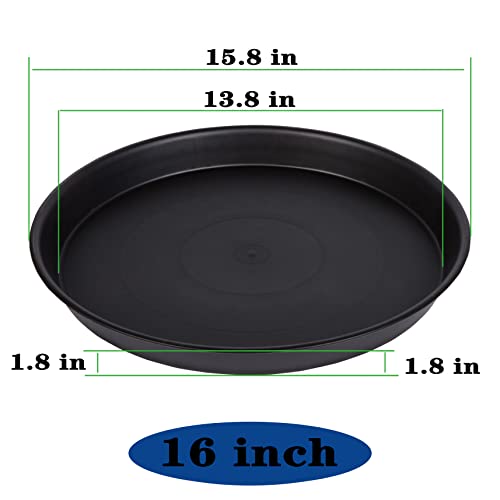 Bleuhome 4 Pack of 16 inch Plant Saucer (13.5" Base), Heavy Duty Plastic Plant Tray for Pots, Flower Water Trays for Indoors, Bird Bath Bowls, Plant Drip Saucers for Planter 14"/15"/16" (Black) - Image 3