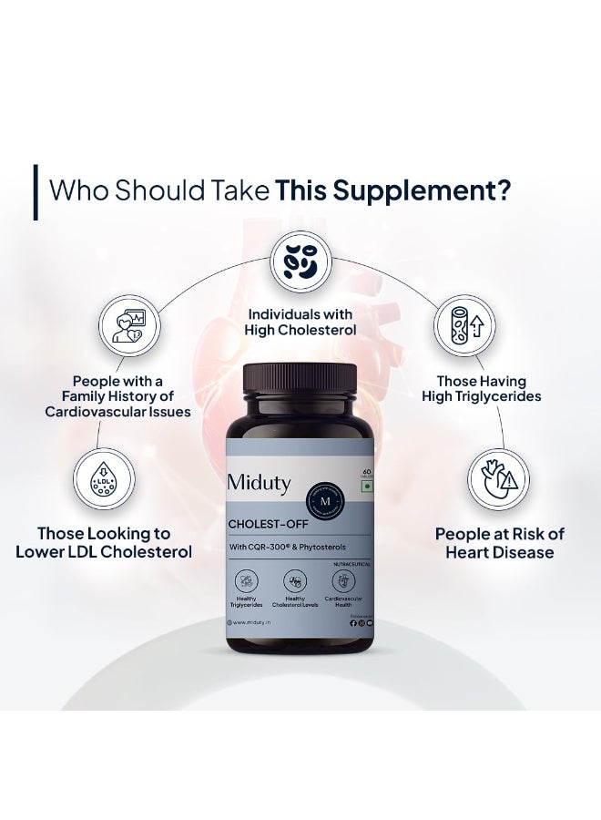 Miduty Cholest-Off - Helps in Normal Cholesterol Levels - Aged Garlic Extract - Pine Phytosterol - Bergamot Orange Fruit Extract - Niacin Vitamin B3-60 Tablets - Image 3