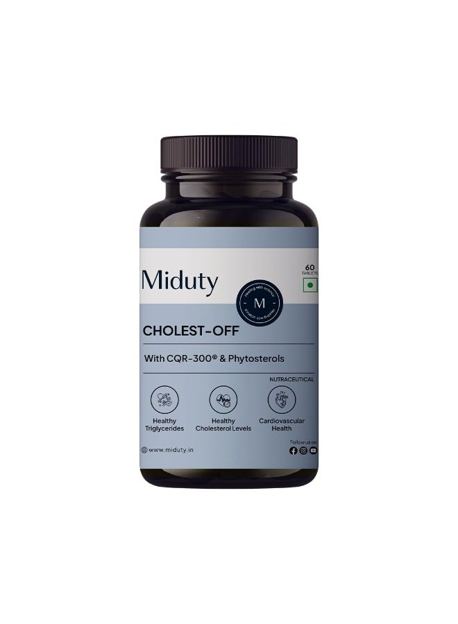 Miduty Cholest-Off - Helps in Normal Cholesterol Levels - Aged Garlic Extract - Pine Phytosterol - Bergamot Orange Fruit Extract - Niacin Vitamin B3-60 Tablets - Image 1