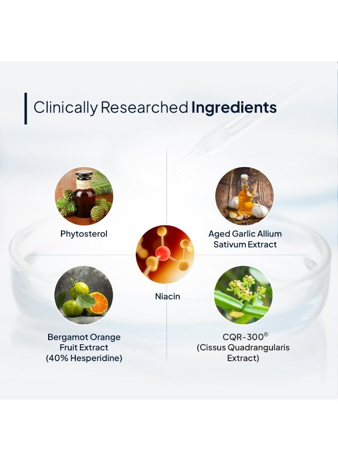 Miduty Cholest-Off - Helps in Normal Cholesterol Levels - Aged Garlic Extract - Pine Phytosterol - Bergamot Orange Fruit Extract - Niacin Vitamin B3-60 Tablets - Image 2