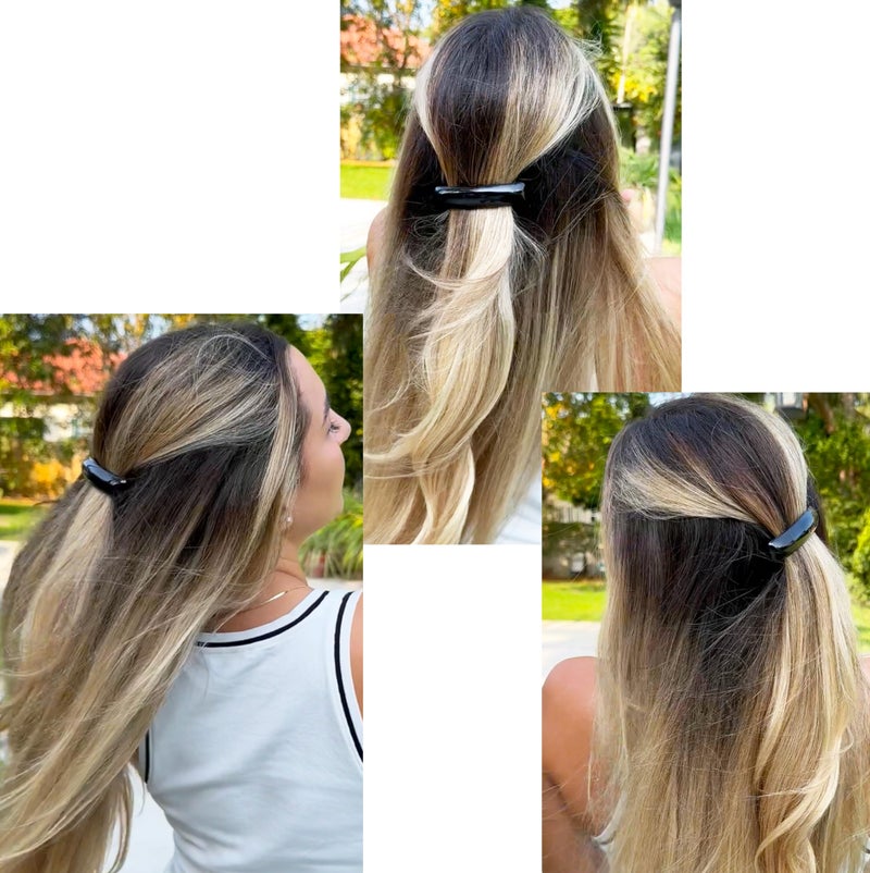 Camila Paris CP3019 French Hair Barrette Clip for Girls, Black, Rubberized Metal Clasp Strong Hold Grip Hair Clips for Women, No Slip Durable and Styling Girls Hair Accessories, Made in France - Image 2