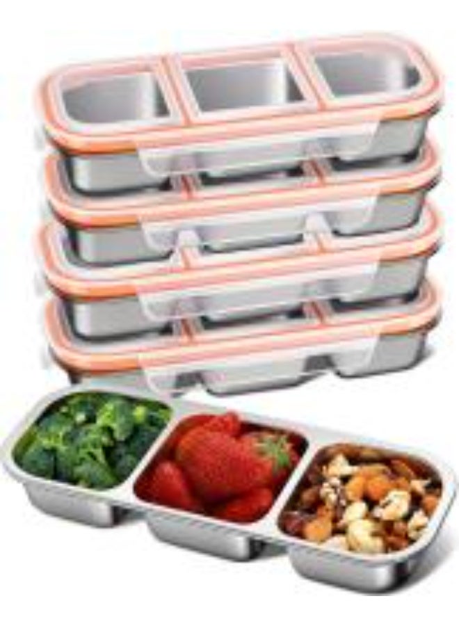 Bukela 3 Pack Stainless Steel Snack Containers for Kids & Adults, Bento Boxes, Leek Proof Metal Bento Lunch Box with 3 Compartment, Lunchable Containers for Daycare, School, Work, Travel, Bento Snack Box - Image 1