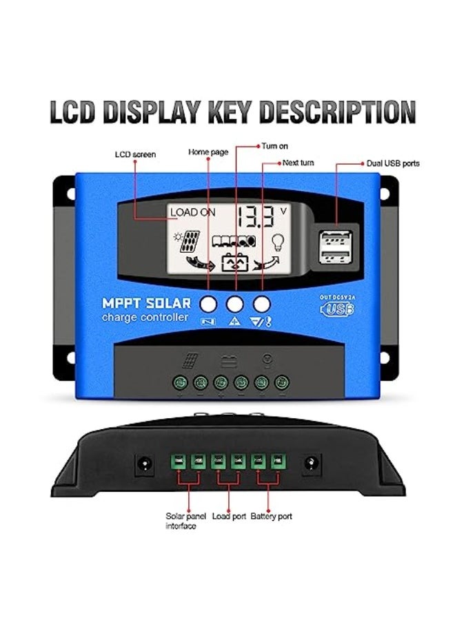 إكسفور وحدة تحكم شحن شمسية MPPT بسعة 60A من Excefore، منظّم الشحن الشمسي، مزودة بشاشة LCD، مزدوجة USB، متعددة أوضاع التحكم في الحمل، تركيز تلقائي للجهد 12 فولت/24 فولت، تقنية تتبع الشحن MPPT  - Image 5