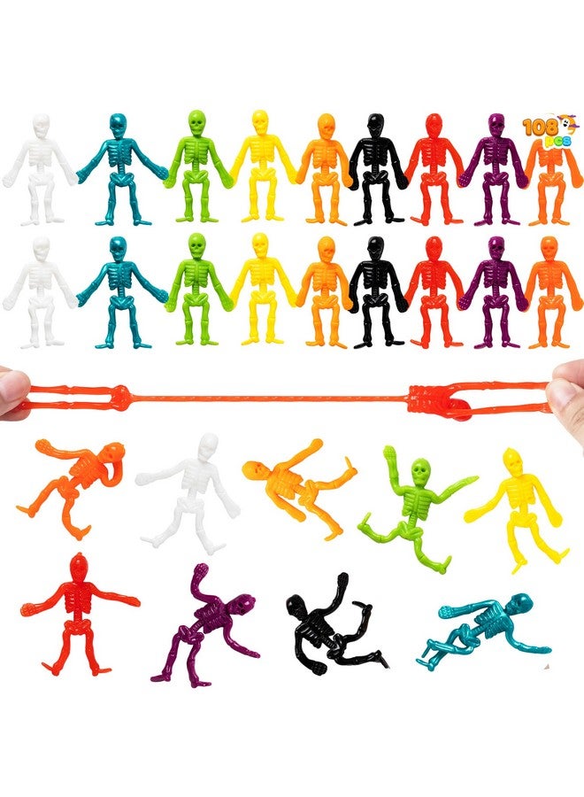 JOYIN 108 PCS Halloween Stretchy Skeletons, Halloween Sticky Hands Toys Bulk for Halloween Party Favors Decorations, Kids Student School Classroom Favors, Carnival Game Prizes, Goodie Bag Fillers - Image 1