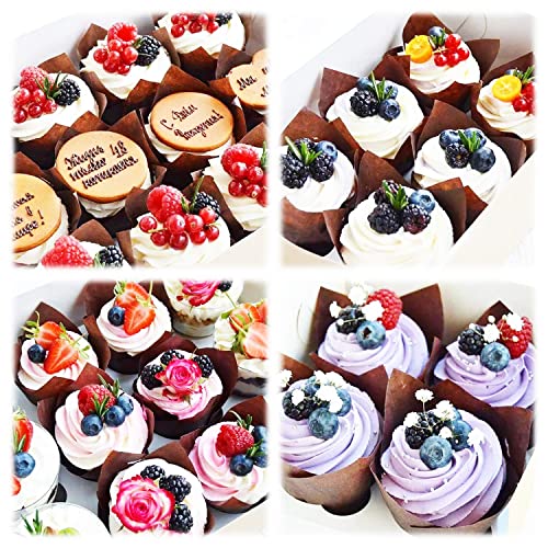 XP-ART 300PCS Tulip Cupcake Liners Medium Baking Cups Muffin Wrappers Perfect for Birthday Parties, Weddings, Baby Showers, Bakeries, Catering, Restaurants Standard Size (Brown) - Image 4