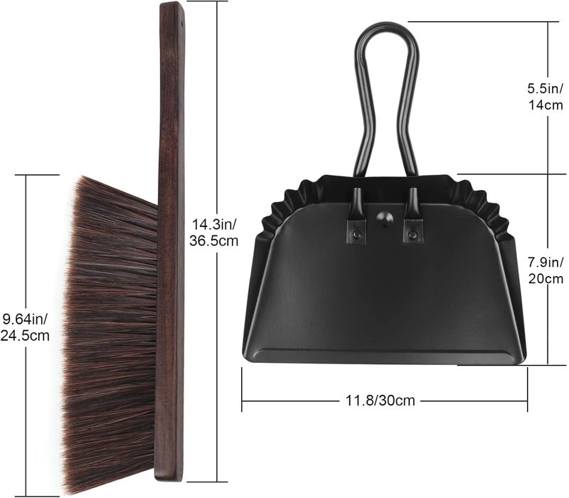 Yangbaga Dust Pan and Brush Set-Handheld Angled DustPan and Hand Broom Set, Large dust pan with handle,Heavy Duty Metal Dustpan and Brush Set Home For Small Item Sweeping Rubber Coated Easy to Grasp Handle - Image 2