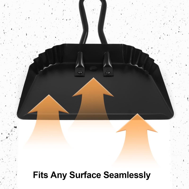 Yangbaga Dust Pan and Brush Set-Handheld Angled DustPan and Hand Broom Set, Large dust pan with handle,Heavy Duty Metal Dustpan and Brush Set Home For Small Item Sweeping Rubber Coated Easy to Grasp Handle - Image 4