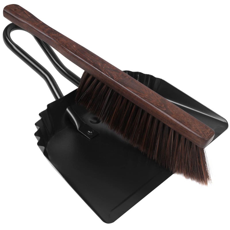 Yangbaga Dust Pan and Brush Set-Handheld Angled DustPan and Hand Broom Set, Large dust pan with handle,Heavy Duty Metal Dustpan and Brush Set Home For Small Item Sweeping Rubber Coated Easy to Grasp Handle - Image 1