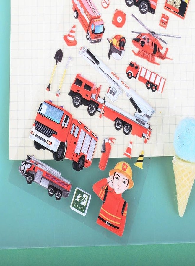 DEOXY Pack of 4 Transportation Engineering Vehicle Car Stereo 3D Bubble Kindergarten Boy Reward 3D Envelope Seal Sticker Decorations(DX-002) - Image 2