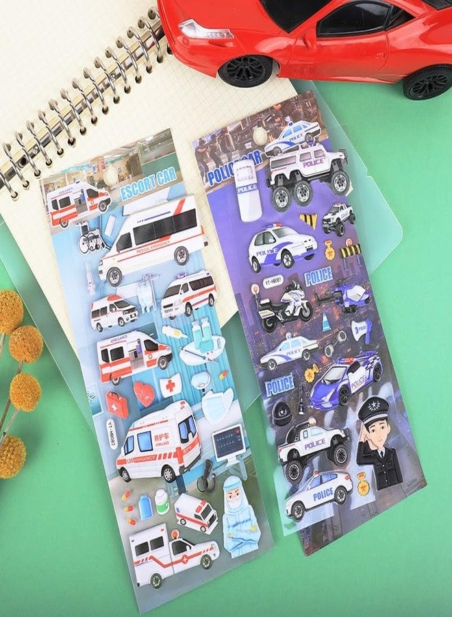 DEOXY Pack of 4 Transportation Engineering Vehicle Car Stereo 3D Bubble Kindergarten Boy Reward 3D Envelope Seal Sticker Decorations(DX-002) - Image 3