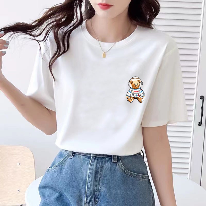 2025 Short-Sleeved T-Shirt Women'S Korean-Style Loose All-Match Top Round Neck Ins Trendy T-Shirt - Image 1
