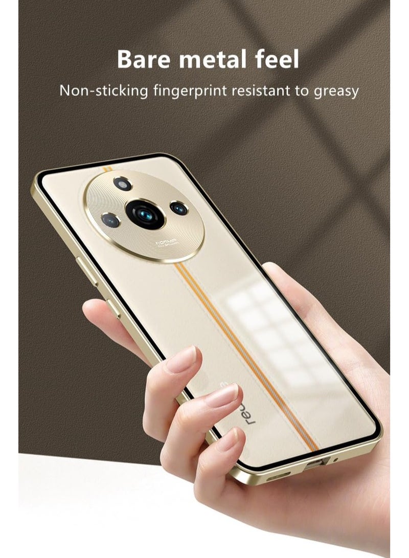 general Case Compatible with Realme 11 Pro Plus, Magnetic Metal Frame+Matte Translucent Tempered Glass Back, Non Slip Shockproof Case with Camera Protector - Image 3