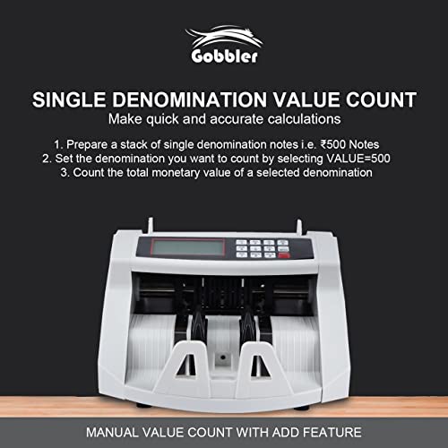 GOBBLER Business-Grade Note Counting Machine with Fake Note Detection & Large LCD Display, Counts All Old & New Notes, Heavy Duty Cash Counter Designed for Indian Currency (Grey - GB-5388-MG) - Image 3