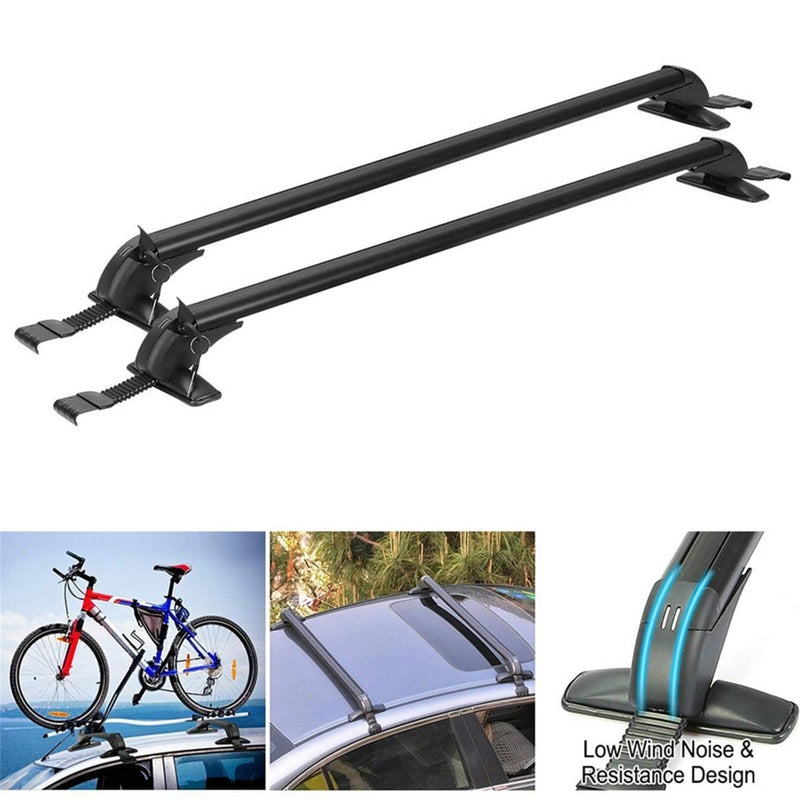 munirater Universal 43.3 inch Black Roof Rack Cross Bar Top Luggage Aluminum Carrier Adjustable Window Frame 2Pcs - Image 3