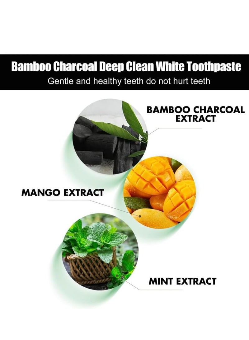 YANJIAYI 110g Bamboo Charcoal Toothpaste for Yellow, Teeth Sensitive Toothpaste for Adults Natural Deep Cleaning Toothpaste Removes Coffee Stains and Freshens Breath Portable Travel Toothpaste - Image 5
