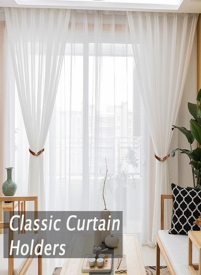 LLHDKF 4 pcs Leather Curtain Tiebacks,Leather Curtain Rod Holder,Window Treatment Tie-Back for Home Offic Living Room Bedroom Curtain Buckle Decorative (Brown) - Image 5