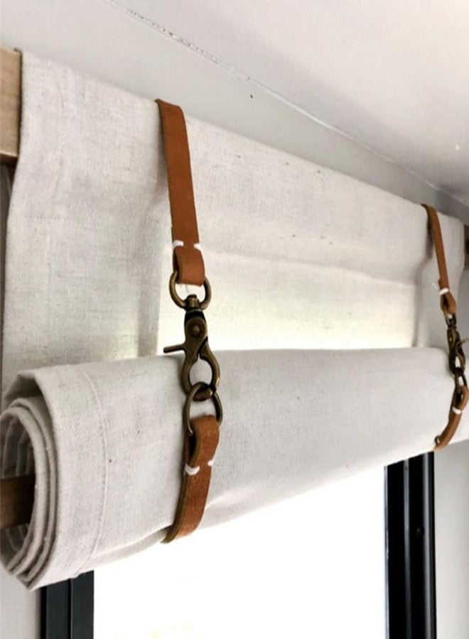 LLHDKF 4 pcs Leather Curtain Tiebacks,Leather Curtain Rod Holder,Window Treatment Tie-Back for Home Offic Living Room Bedroom Curtain Buckle Decorative (Brown) - Image 3