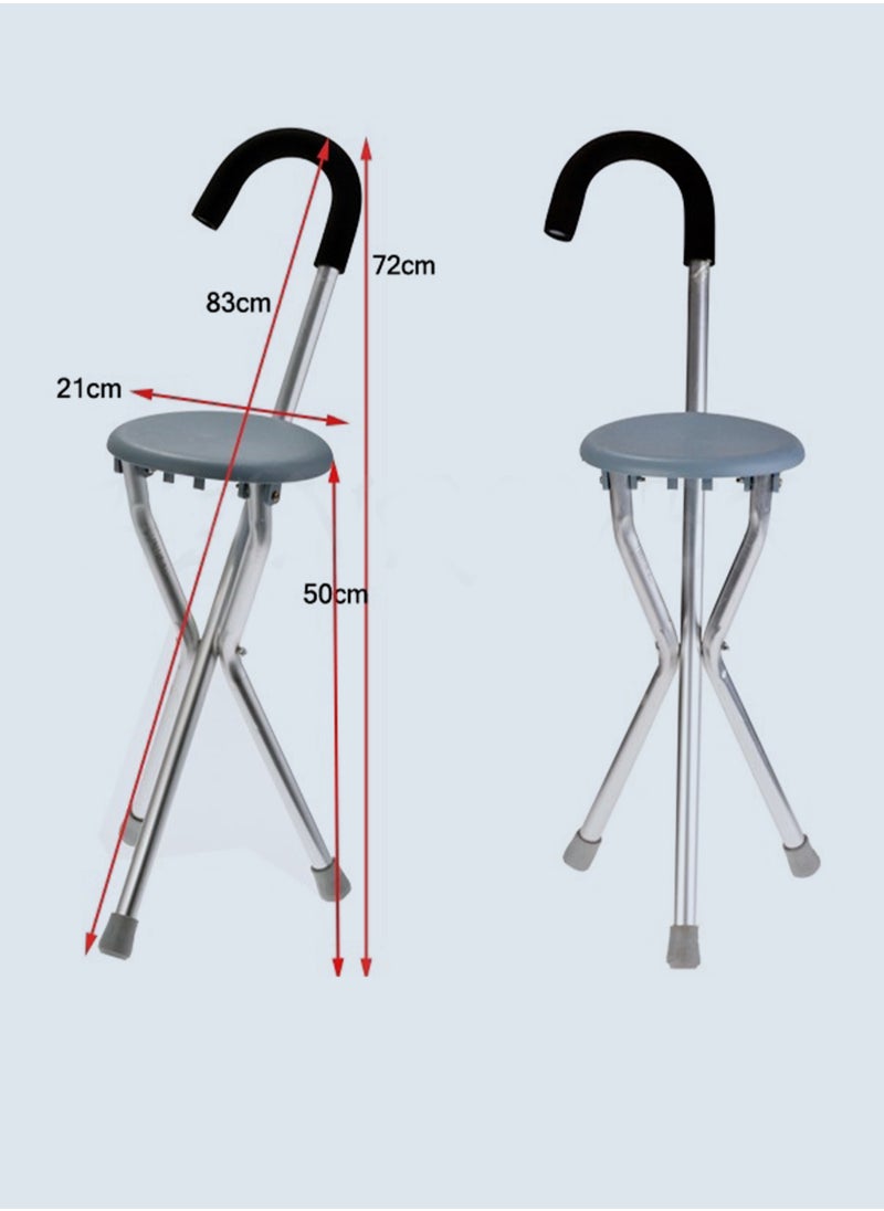 Toshonics - Portable Folding Walking Stick with Seat – Three-Legged Non-Slip Elderly Crutch Chair, Lightweight Walking Aid, Ideal for Prayer, Travel, Outdoor Rest, and Daily Mobility - Image 1