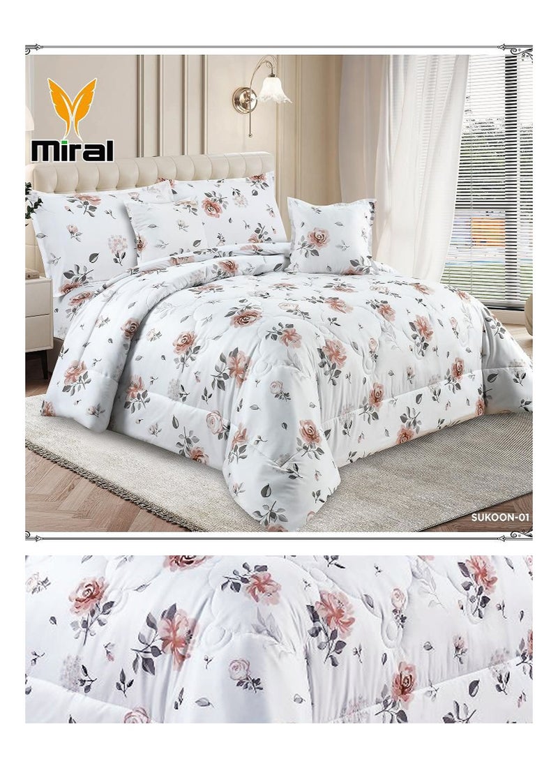 ميرال طقم لحاف مشجر نفرين – 6 قطع – لحاف 240×220 سم – شرشف سرير كامل 200×200+30 سم - Image 2