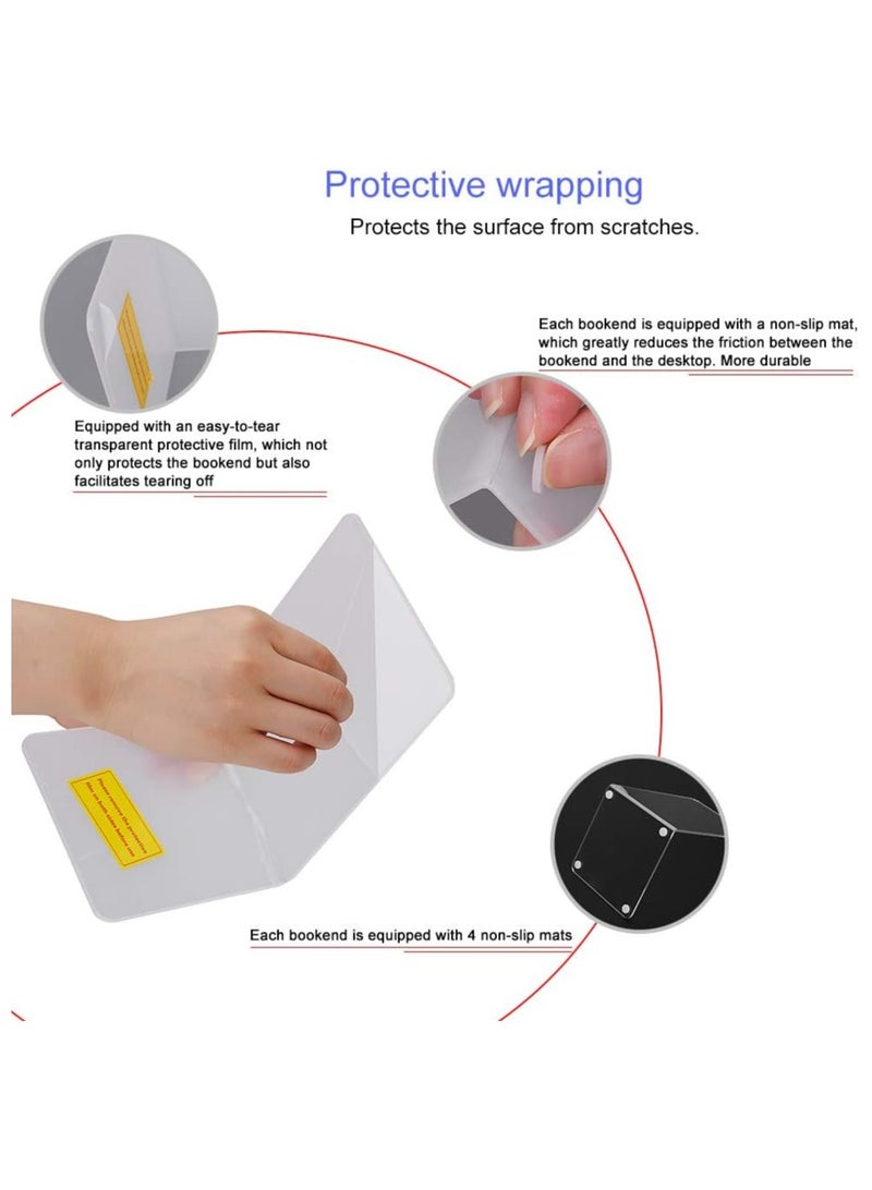 تي بي جي بي زوج من مساند الكتب البلاستيكية الاكريليك لتنظيم رف الكتب ديكور غرفة النوم والمكتبة واللوازم المدرسية والقرطاسية - Image 3