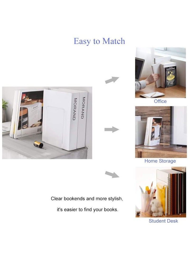 تي بي جي بي زوج من مساند الكتب البلاستيكية الاكريليك لتنظيم رف الكتب ديكور غرفة النوم والمكتبة واللوازم المدرسية والقرطاسية - Image 4