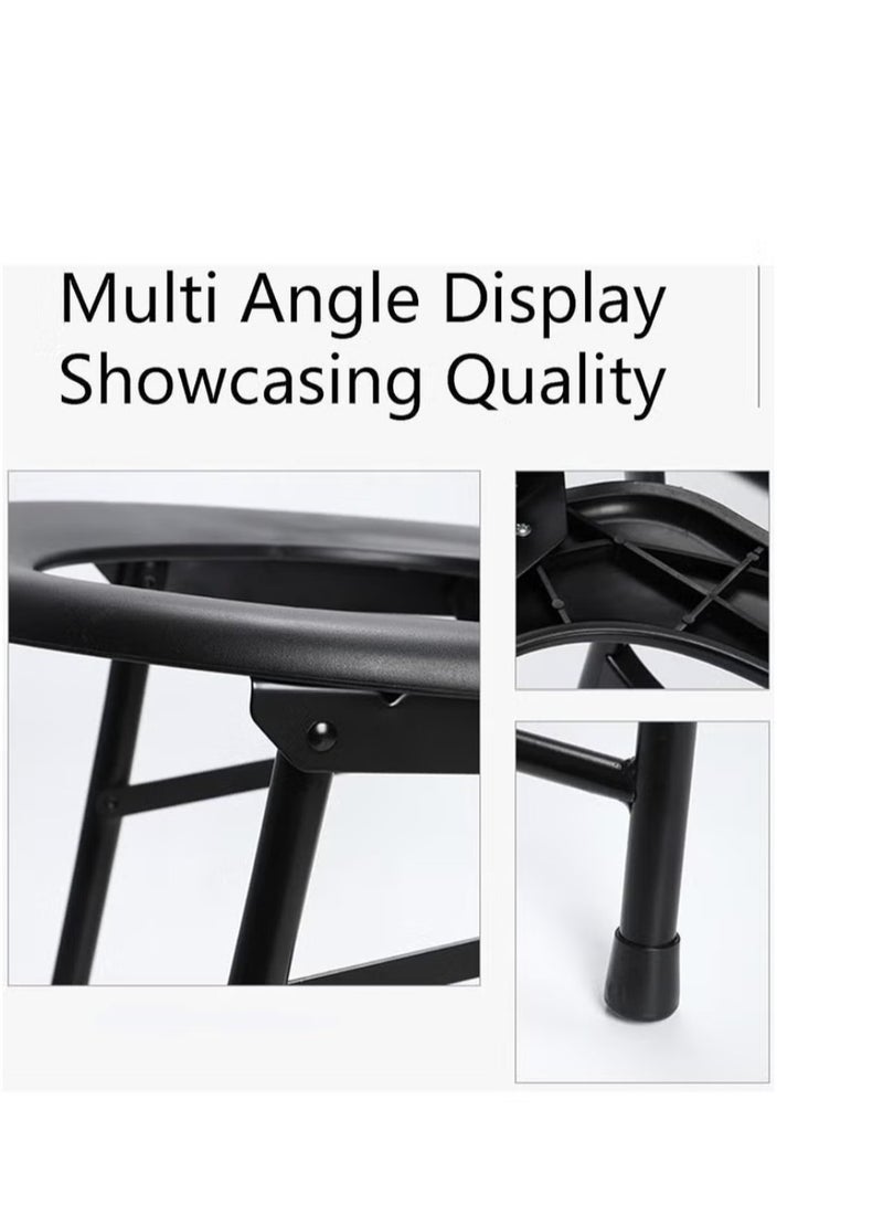 AB Portable And Foldable Chair for Disabled Easy to Clean Easy to Install Commode For Elderly Lightweight Camping/Car/Bathroom (Black) - Image 3